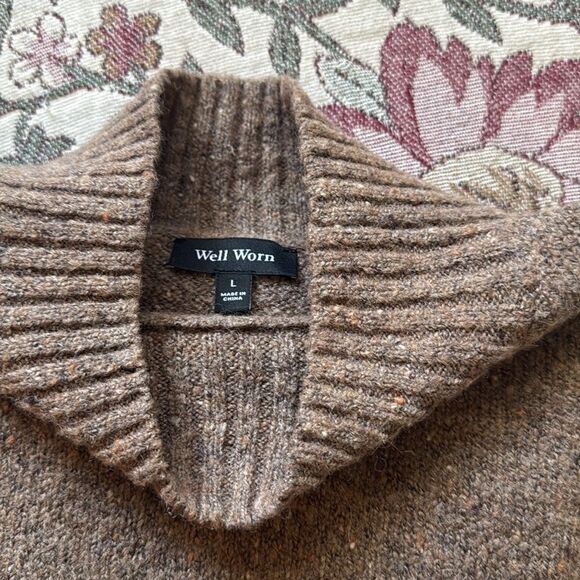 Well Worn | Brown Speckled Turtle Neck Sweater Size L - Picture 4 of 5